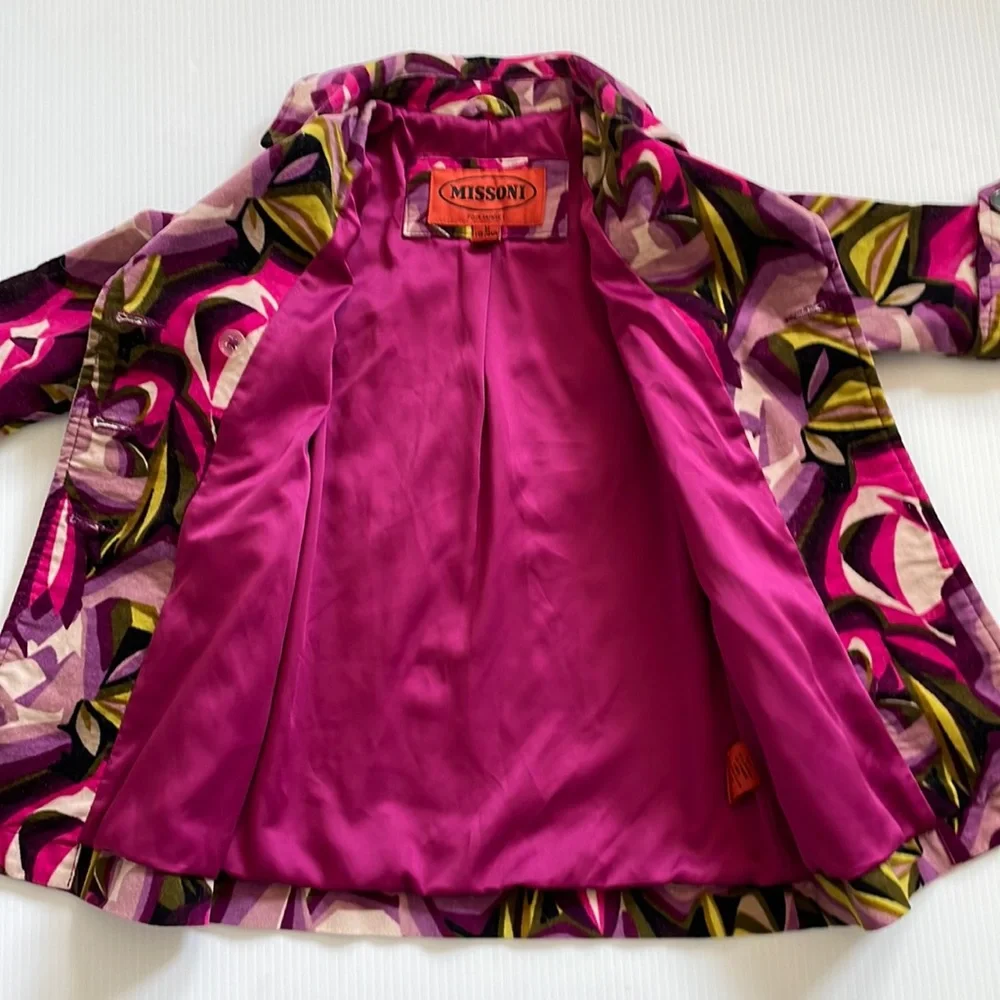 Missoni purple, pink green & black brushed cotton pea coat.  Size 18-24 months